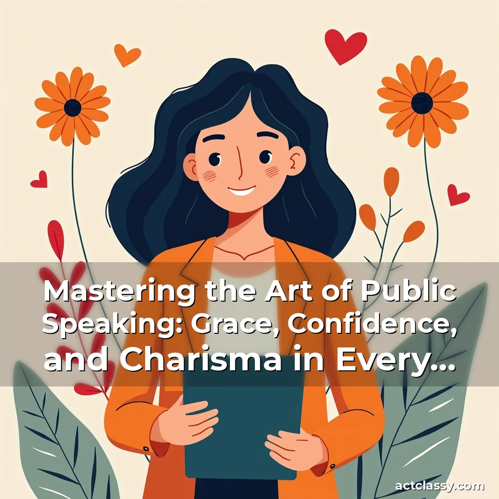 Artistic representation for Mastering the Art of Public Speaking: Grace, Confidence, and Charisma in Every Presentation