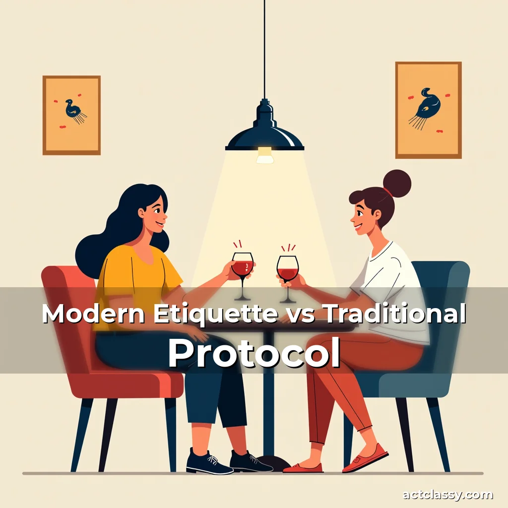 Artistic representation for Modern Etiquette vs Traditional Protocol